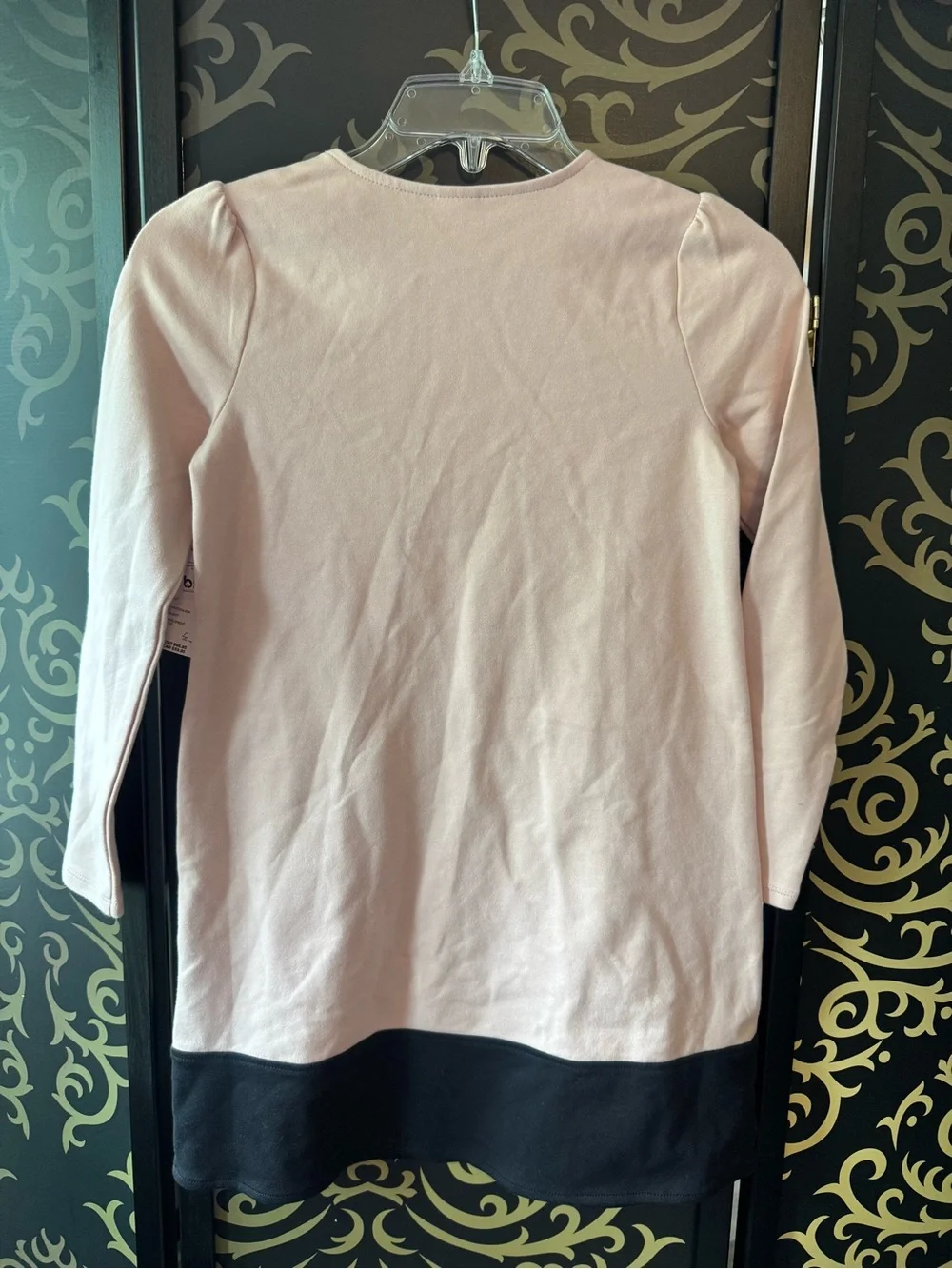 Gymboree Cream Dress with Black Scallop Trim and Bow
